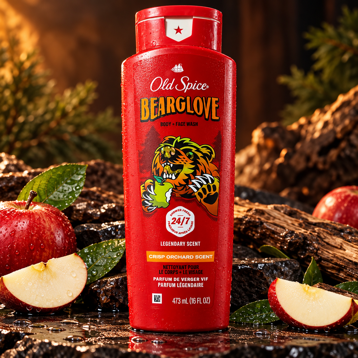 Old Spice Bearglove Body + Face Wash – Crisp Orchard Scent – 16 fl oz (473 mL)