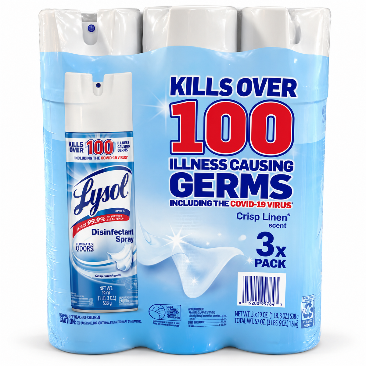 Lysol Disinfectant Spray Crisp Linen – 3 Pack