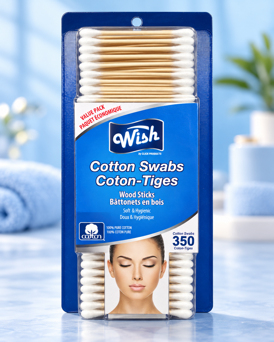Wish Cotton Swabs with Wood Sticks – 350 Count